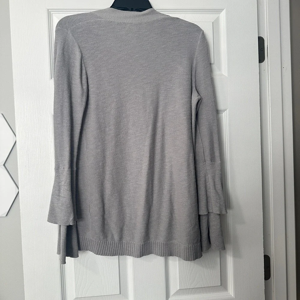 J Crew Gray Tuered ruffle sleeve cardigan sweater XS - Picture 6 of 6